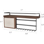 Mkono Hanging Jewelry Organizer Wall Mounted Jewelry Organizer Necklace Holder with Rustic Wood Shelf, Ring Display Box, Ear Studs Earring Holder Bracelet Organizer