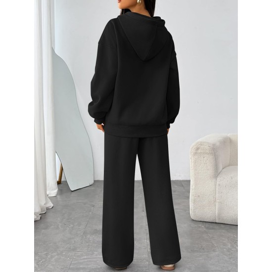 Trendy Queen Womens 2 Piece Outfits Lounge Fall Fashion Sets Oversized Sweatshirts Wide Leg Pants Sweatsuits Winter Clothes