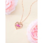 Heart Pendant Necklace I Love You for Always and Forever 12 Months Birthstone Necklace 18k Rose Gold Plated Double Heart Necklace Christams Valentine's Day, Mother's Day, Birthday