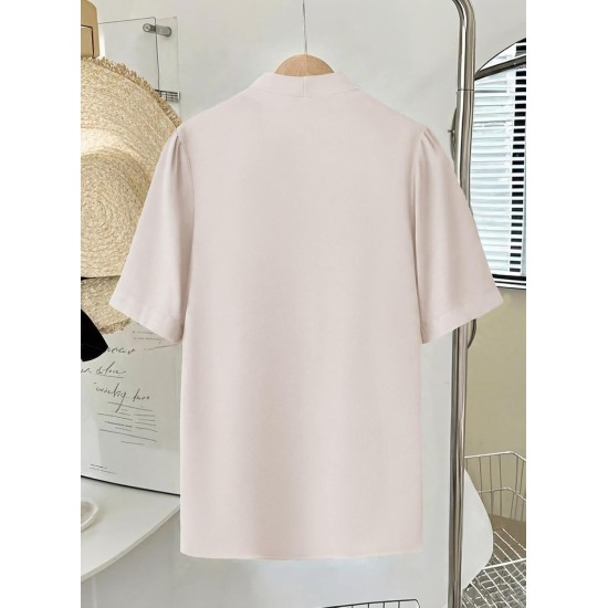 EVALESS Blouses for Women Dressy Casual Summer Short Sleeve Button Down Shirts Business Work Tops