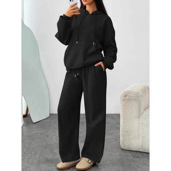 Trendy Queen Womens 2 Piece Outfits Lounge Fall Fashion Sets Oversized Sweatshirts Wide Leg Pants Sweatsuits Winter Clothes