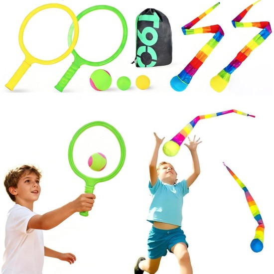 Double the Fun, 2-in-1 Toss and Catch Game with Dual-Sided Paddles, Ultimate Outdoor Activity Set for Kids 3+ Family. Perfect Outside Toy for Beach, Yard, Camping, an Engaging Gift for Boys and Girls