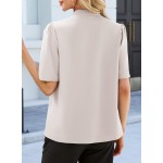 EVALESS Blouses for Women Dressy Casual Summer Short Sleeve Button Down Shirts Business Work Tops