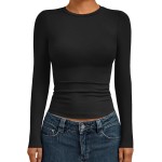 AUTOMET Womens Long Sleeve Shirts Basic Compression Going Out Crop Tops Fall Fashion Y2K Clothes 2025