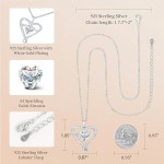 Infinity Necklace for Women, 925 Sterling Silver Heart Necklace with 5A Zircon, White Gold Plated Adjustable Chain, Gift for Valentine's Day, Birthday, Anniversary for Wife, Girlfriend, Mom