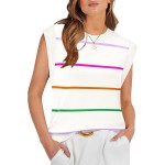 WIHOLL Tank Tops for Women Summer Lightweight Sweater Fashion Clothing Crew Neck T Shirts Cap Sleeve Business Casual Outfit