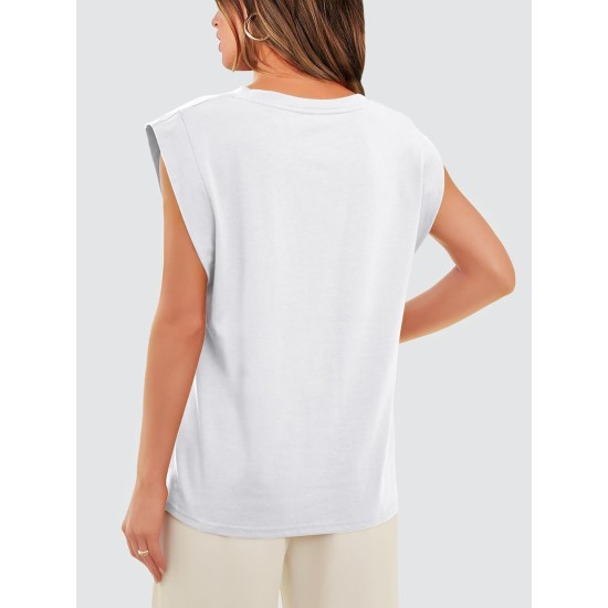 WIHOLL Cap Sleeve Tops for Women Summer Top Basic Tee Shirts Business Casual Tank Loose Fit 2026 Fashion