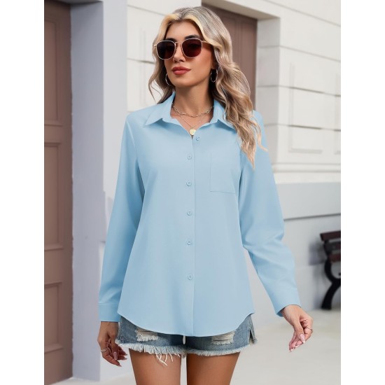 HOTOUCH Button Down Shirts for Women Long Sleeve Blouse Dressy Casual Business Work Tops with Pocket HOTOUCH Button Down Shirts for Women Long Sleeve Blouse Dressy Casual Business Work Tops with Pocket