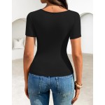 ZESICA Womens Summer Asymmetrical T Shirts 2026 Short Sleeve Ruched Slim Y2K Going Out Tops Dressy Casual Fashion Outfits