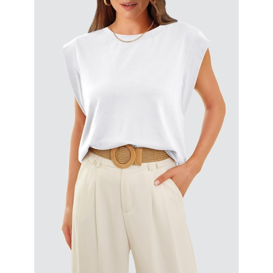 WIHOLL Cap Sleeve Tops for Women Summer Top Basic Tee Shirts Business Casual Tank Loose Fit 2026 Fashion