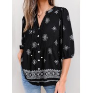 Dokotoo Womens Summer Tops Boho Floral Short Sleeve Button Down V Neck Peplum Babydoll Casual Loose Blouses Shirts