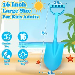 Beach Sand Shovels Toys, 16 Inch Heavy Duty Plastic Sand Spade Shovel for Kids Adults, Beach Sand Toy for Sandbox,Outdoor, Snow Scoop, Planting, Digging, Gardening, Summer Vacation 3 Pack
