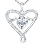 Infinity Necklace for Women, 925 Sterling Silver Heart Necklace with 5A Zircon, White Gold Plated Adjustable Chain, Gift for Valentine's Day, Birthday, Anniversary for Wife, Girlfriend, Mom