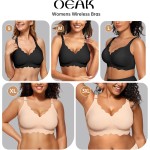 OEAK Women Jelly Bras No Underwire Scalloped Push Up Buttery Soft Tshirt Bra Seamless Full Coverage Convertible Everyday Bra