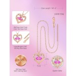 Heart Pendant Necklace I Love You for Always and Forever 12 Months Birthstone Necklace 18k Rose Gold Plated Double Heart Necklace Christams Valentine's Day, Mother's Day, Birthday