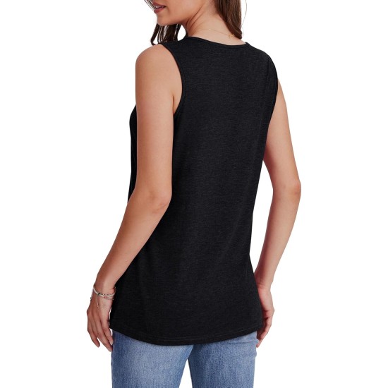 WIHOLL Tank Tops for Women Summer V Neck T Shirts Trendy Sleeveless Basic Tees Fashion Clothing