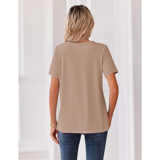 Zeagoo Womens Summer Tops V Neck Short Sleeve Shirts Dressy Casual Blouse Spring Vacation Tshirts Clothes