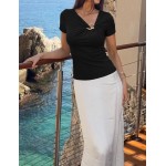 ZESICA Womens Summer Asymmetrical T Shirts 2026 Short Sleeve Ruched Slim Y2K Going Out Tops Dressy Casual Fashion Outfits
