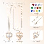 Birthstone Heart Necklaces for Women, Infinity Pendent S925 Sterling Silver Jewelry for Women, Wedding Anniversary, Birthday Mother’s Day Gifts for Mom, Mother, Wife, Girlfriend