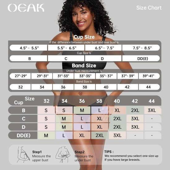 OEAK Women Jelly Bras No Underwire Scalloped Push Up Buttery Soft Tshirt Bra Seamless Full Coverage Convertible Everyday Bra