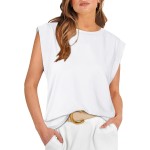 WIHOLL Cap Sleeve Tops for Women Summer Top Basic Tee Shirts Business Casual Tank Loose Fit 2026 Fashion
