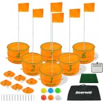 Bearwill Golf Bucket Game for Family, Adults and Kids Portable 6 Hole Golf Course with Balls and Flag, Outdoor Indoor Golf Yard Game for Park, Beach, Lawn, Camping