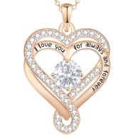Birthstone Heart Necklaces for Women, Infinity Pendent S925 Sterling Silver Jewelry for Women, Wedding Anniversary, Birthday Mother’s Day Gifts for Mom, Mother, Wife, Girlfriend