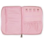 kate spade new york Travel Jewelry Folio, 8.5" x 6" Organizer with 8 Zippered Pockets, Necklace Tabs & Tracker Pocket, Leatherette Case with “For Safe Keeping” Quote (Goddess Stripe)