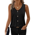 WIHOLL Womens Tank Tops Loose Casual Summer Tops Eyelet V Neck Basic Sleeveless Shirts Trendy 2026
