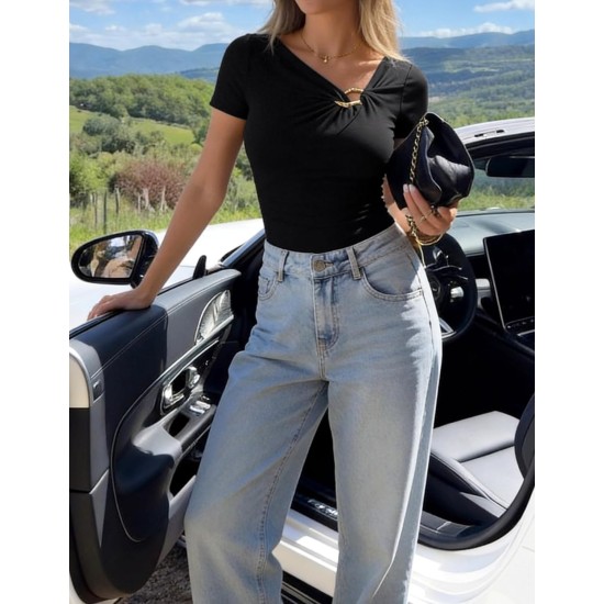 ZESICA Womens Summer Asymmetrical T Shirts 2026 Short Sleeve Ruched Slim Y2K Going Out Tops Dressy Casual Fashion Outfits