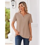 Zeagoo Womens Summer Tops V Neck Short Sleeve Shirts Dressy Casual Blouse Spring Vacation Tshirts Clothes
