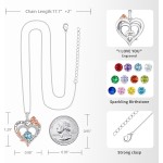 Rose Birthstone Heart Necklaces for Women S925 Sterling Silver I Love You Jewelry Gift for Women Birthday Wedding Anniversary, Mother’s Day Gifts for Mom, Mother, Wife, Girlfriend with Birthstone Pendent Necklace