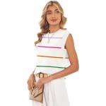 WIHOLL Tank Tops for Women Summer Lightweight Sweater Fashion Clothing Crew Neck T Shirts Cap Sleeve Business Casual Outfit