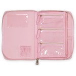 kate spade new york Travel Jewelry Folio, 8.5" x 6" Organizer with 8 Zippered Pockets, Necklace Tabs & Tracker Pocket, Leatherette Case with “For Safe Keeping” Quote (Goddess Stripe)