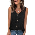 WIHOLL Womens Tank Tops Loose Casual Summer Tops Eyelet V Neck Basic Sleeveless Shirts Trendy 2026