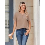 Zeagoo Womens Summer Tops V Neck Short Sleeve Shirts Dressy Casual Blouse Spring Vacation Tshirts Clothes