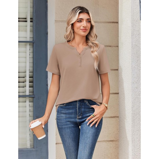 Zeagoo Womens Summer Tops V Neck Short Sleeve Shirts Dressy Casual Blouse Spring Vacation Tshirts Clothes