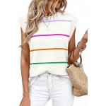 WIHOLL Tank Tops for Women Summer Lightweight Sweater Fashion Clothing Crew Neck T Shirts Cap Sleeve Business Casual Outfit