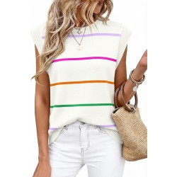 WIHOLL Tank Tops for Women Summer Lightweight Sweater Fashion Clothing Crew Neck T Shirts Cap Sleeve Business Casual Outfit