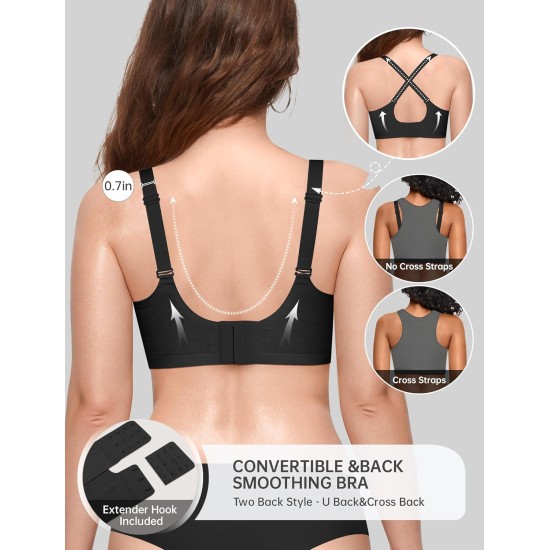 OEAK Women Jelly Bras No Underwire Scalloped Push Up Buttery Soft Tshirt Bra Seamless Full Coverage Convertible Everyday Bra