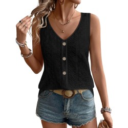 WIHOLL Womens Tank Tops Loose Casual Summer Tops Eyelet V Neck Basic Sleeveless Shirts Trendy 2026