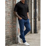 JMIERR Mens Polo Shirt Textured Knit Button Casual Short Sleeve Summer Vacation Beach Stretchy Golf Shirts