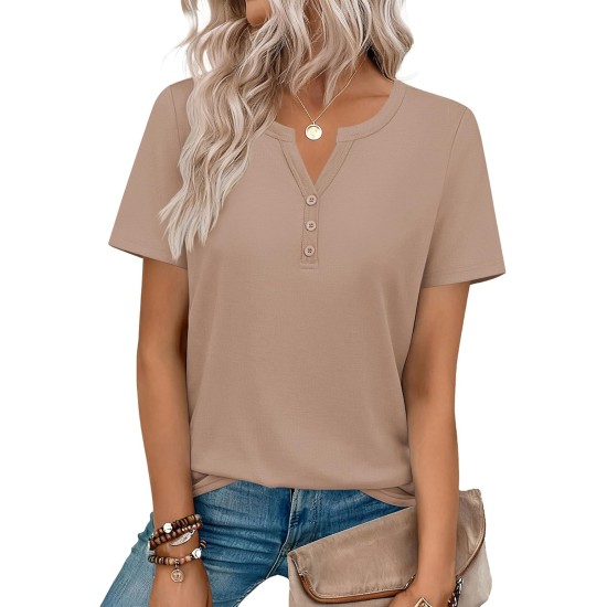 Zeagoo Womens Summer Tops V Neck Short Sleeve Shirts Dressy Casual Blouse Spring Vacation Tshirts Clothes