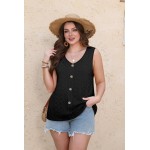 WIHOLL Womens Tank Tops Loose Casual Summer Tops Eyelet V Neck Basic Sleeveless Shirts Trendy 2026