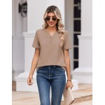 Zeagoo Womens Summer Tops V Neck Short Sleeve Shirts Dressy Casual Blouse Spring Vacation Tshirts Clothes