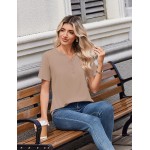 Zeagoo Womens Summer Tops V Neck Short Sleeve Shirts Dressy Casual Blouse Spring Vacation Tshirts Clothes
