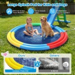 Splash Pad for Kids Toddlers, 78” Non-slip Sprinkler Splash Pad with Dual Sprayers, Large Splash Mat for Kids & Dogs, 360° Spray Outdoor Summer Water Toys for Backyard Lawn, Gifts for Boy Girl Ages 3+