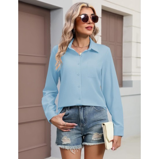 HOTOUCH Button Down Shirts for Women Long Sleeve Blouse Dressy Casual Business Work Tops with Pocket HOTOUCH Button Down Shirts for Women Long Sleeve Blouse Dressy Casual Business Work Tops with Pocket