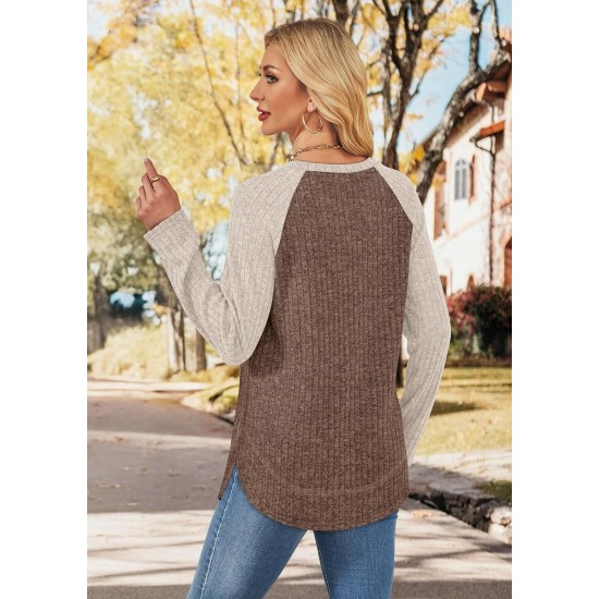 WIHOLL Long Sleeve Shirts for Women 2026 Fall Sweaters Lightweight Casual Tunic Tops Loose Fit Winter Clothing S-2XL
