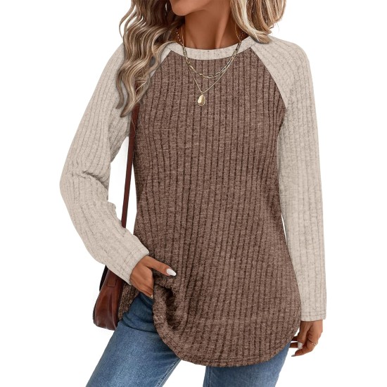 WIHOLL Long Sleeve Shirts for Women 2026 Fall Sweaters Lightweight Casual Tunic Tops Loose Fit Winter Clothing S-2XL